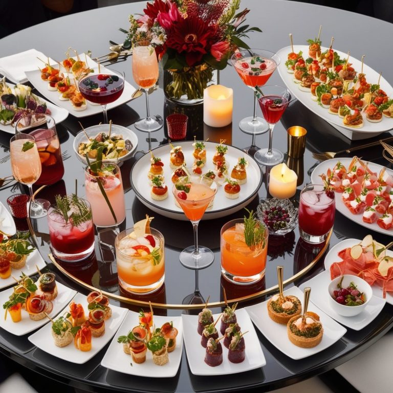 Sélection raffinée de cocktails et canapés pour un événement exclusif